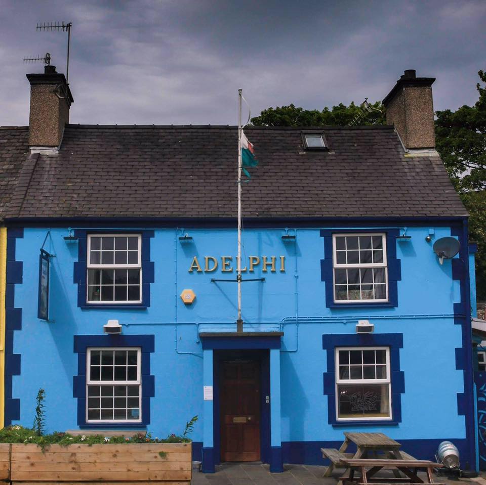 Adelphi Vaults traditional pub exterior in Amlwch Port, Anglesey