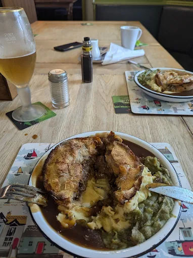 Pieminister pie with mash and gravy